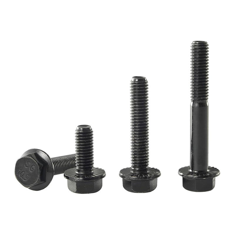 YIIFLY M12 x 20mm Flanged Hex Head Bolts Flange Hexagon Screws, M12x1.75 Bolt, 10.9 Grade Alloy Steel, Hexagon Head Bolts, Black Zinc Finish, Full Thread, Quantity 6 - Image 1